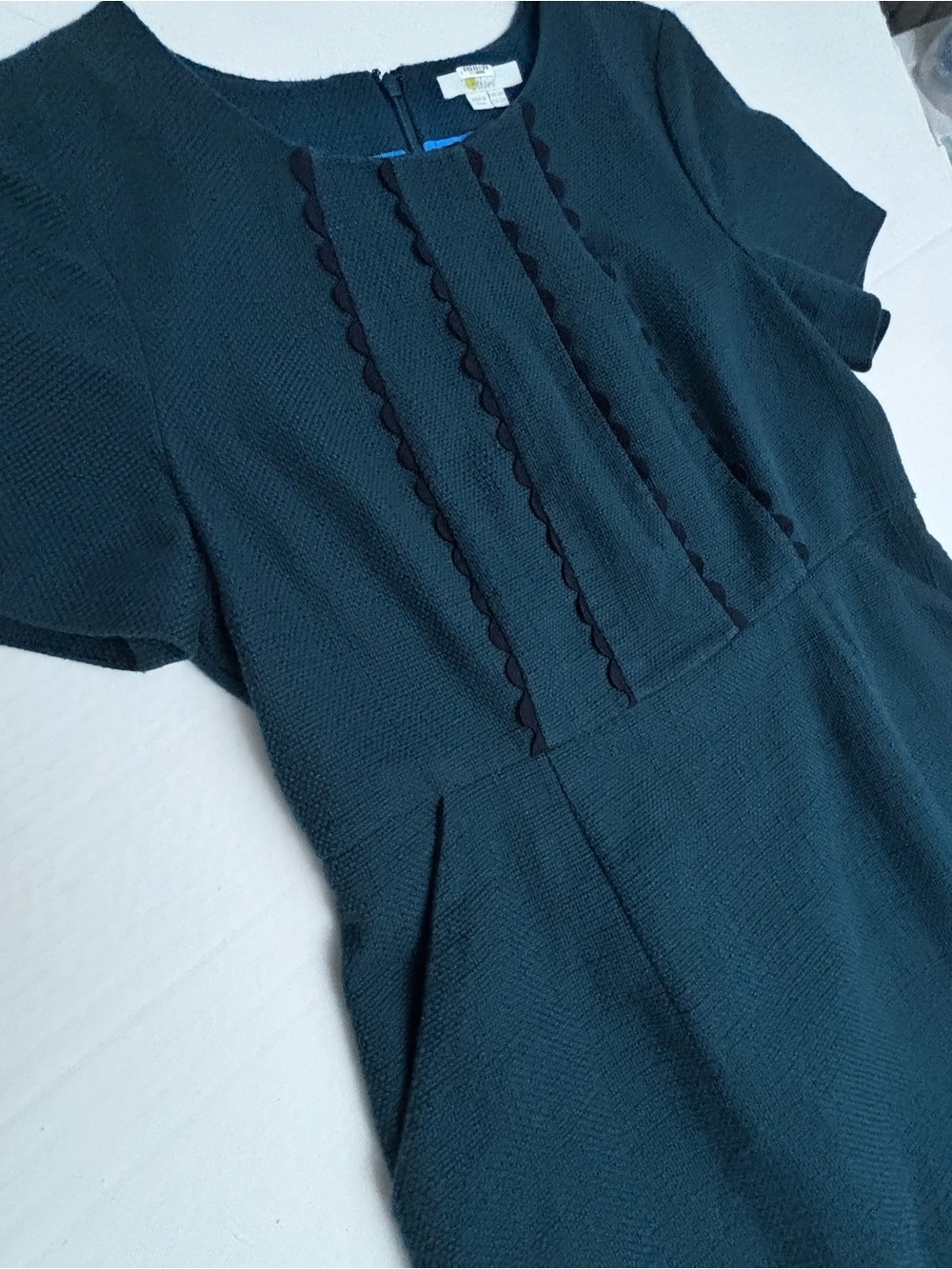 Boden Jane Shift Dress Dark Teal Short Sleeve Cotton Shift Dress Large 12 - Picture 5 of 13